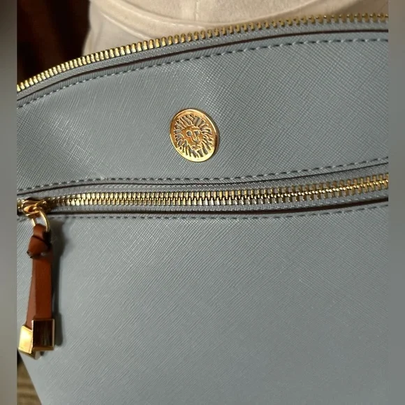 Anne Klein Blue Crossbody Bag Gold Strap Lion - Picture 4 of 9
